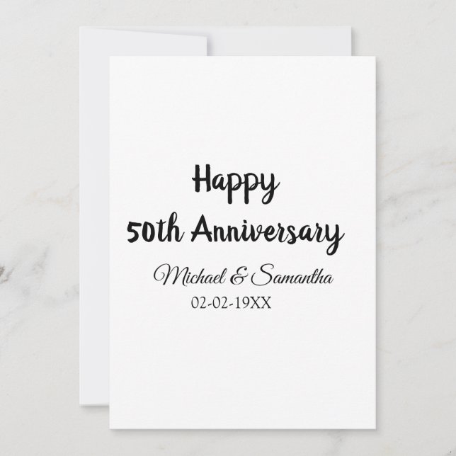 Happy 50. Jubiläum fügen Sie Pärchen Namen Datum H Einladung (Vorderseite)