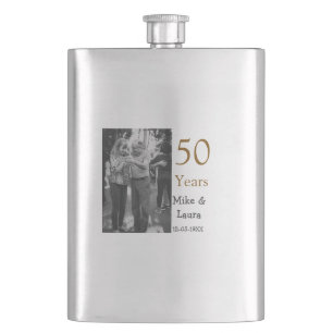 Happy 50. Jubiläum fügen Sie Pärchen Namen Datum H Flachmann