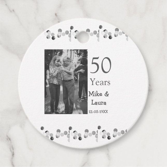 Happy 50. Jubiläum fügen Sie Pärchen Namen Datum H Geschenkanhänger (Vorderseite)