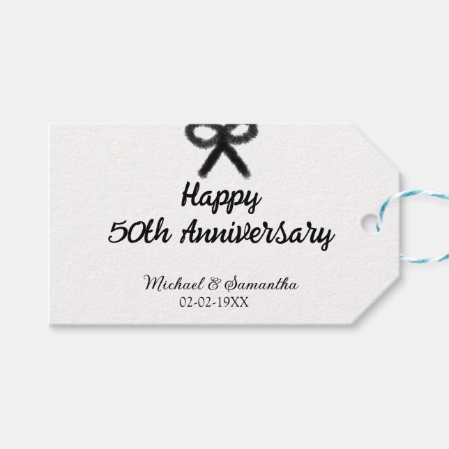 Happy 50. Jubiläum fügen Sie Pärchen Namen Datum H Geschenkanhänger (Vorderseite (Horizontal))