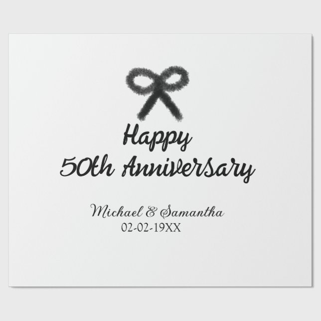 Happy 50. Jubiläum fügen Sie Pärchen Namen Datum H Geschenkpapier (Flach)