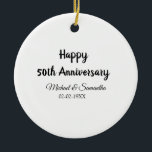 Happy 50. Jubiläum fügen Sie Pärchen Namen Datum H Keramik Ornament<br><div class="desc">Gestaltung</div>