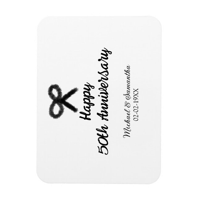 Happy 50. Jubiläum fügen Sie Pärchen Namen Datum H Magnet (Vertikal)