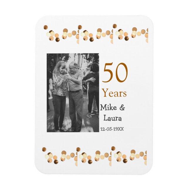 Happy 50. Jubiläum fügen Sie Pärchen Namen Datum H Magnet (Vertikal)