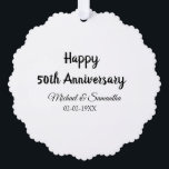 Happy 50. Jubiläum fügen Sie Pärchen Namen Datum H Ornament Karte<br><div class="desc">Gestaltung</div>