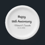 Happy 50. Jubiläum fügen Sie Pärchen Namen Datum H Pappteller<br><div class="desc">Gestaltung</div>