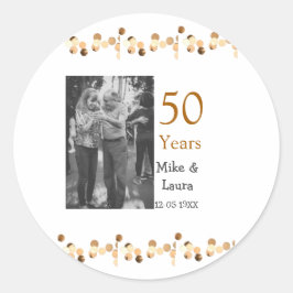 Happy 50. Jubiläum fügen Sie Pärchen Namen Datum H Runder Aufkleber
