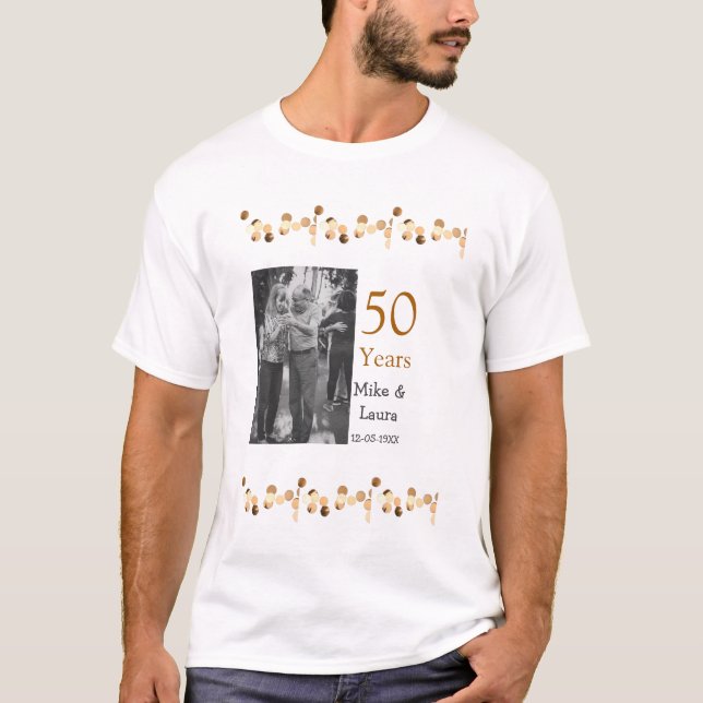 Happy 50. Jubiläum fügen Sie Pärchen Namen Datum H T-Shirt (Vorderseite)