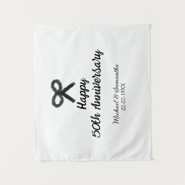 Happy 50. Jubiläum fügen Sie Pärchen Namen Datum H Wandteppich (Vorderseite)