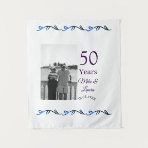 Happy 50. Jubiläum fügen Sie Pärchen Namen Datum H Wandteppich
