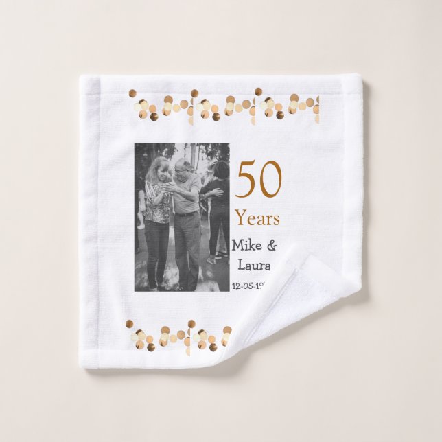 Happy 50. Jubiläum fügen Sie Pärchen Namen Datum H Waschlappen (Waschlappen)