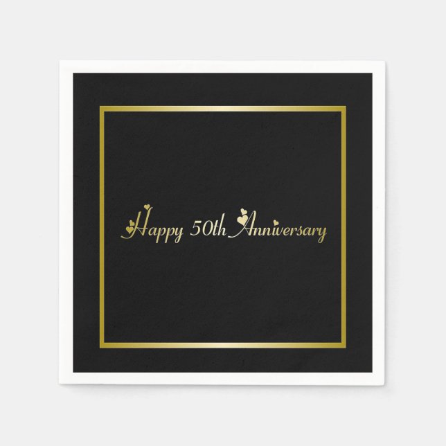 Happy 50. Jubiläumscocktail Serviette (Vorderseite)