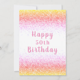 Happy 50. Pink Glitzer Typografie Geburtstag Karte