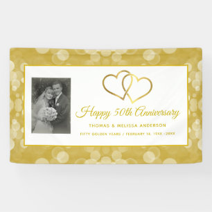 HAPPY 50 TH ANNIVERSARY CHAMPAGNE GOLD HEARTS BANNER