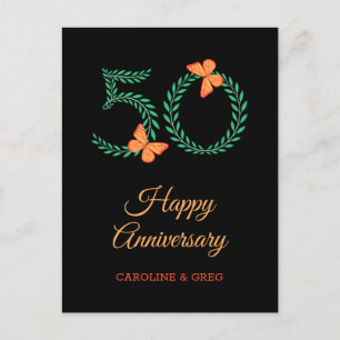 Happy 50. Wedding Anniversary Butterfly Postcard Postkarte
