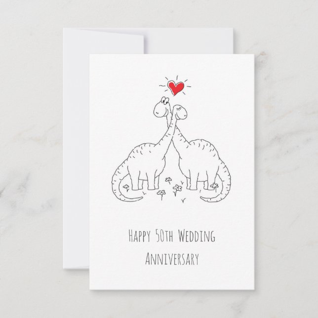 Happy 50. Wedding Anniversary Dinosaurier Card (Vorderseite)