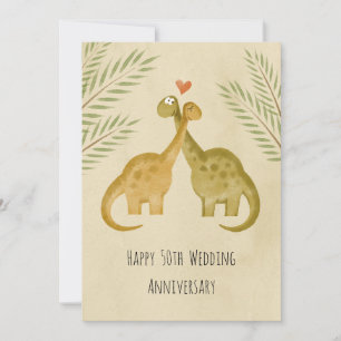 Happy 50. Wedding Anniversary Dinosaurier Card