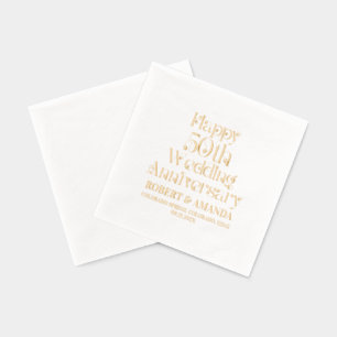 Happy 50. Wedding Anniversary Retro Typografie Servietten Mit Folie