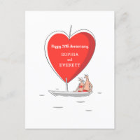 Happy 50. Wedding Anniversary Sailboat Heart Card