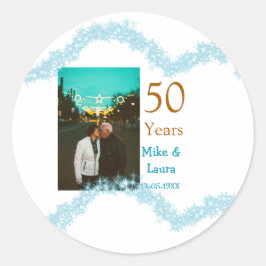 Happy 50th anniversary add couple name date weddin runder aufkleber