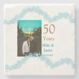 Happy 50th anniversary add couple name date weddin steinuntersetzer