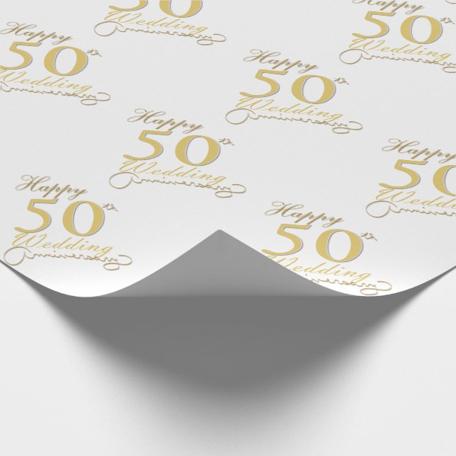 "Happy 50th Anniversary" Matte White Geschenkpapier (Ecke)