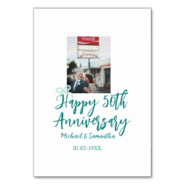 Happy 50th anniversary photo turquoise bow name da tischnummer