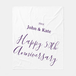 Happy 50th anniversary purple name year simple  fleecedecke