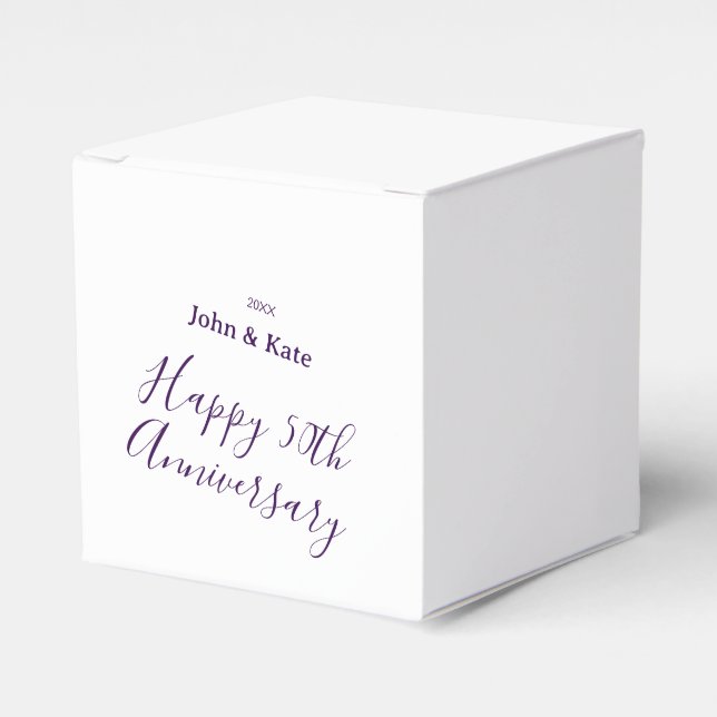 Happy 50th anniversary purple name year simple  geschenkschachtel (Vorderseite)