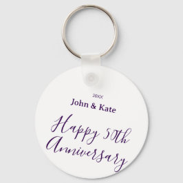 Happy 50th anniversary purple name year simple  schlüsselanhänger