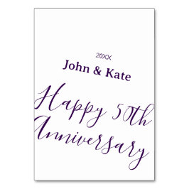 Happy 50th anniversary purple name year simple  tischnummer