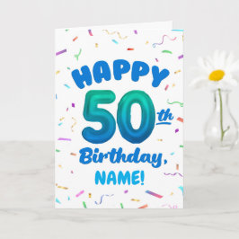 Happy 50th Birthday Card with Custom Name Karte