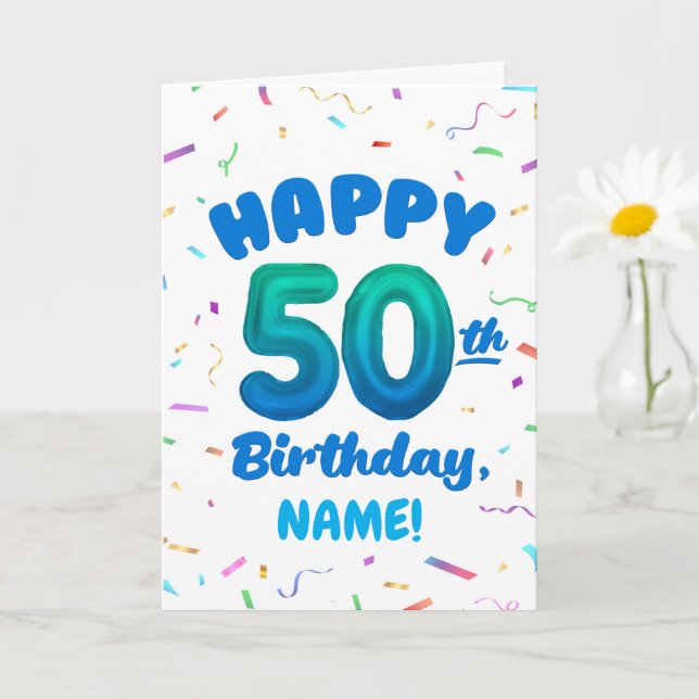 Happy 50th Birthday Card with Custom Name Karte (Kleine Pflanze)