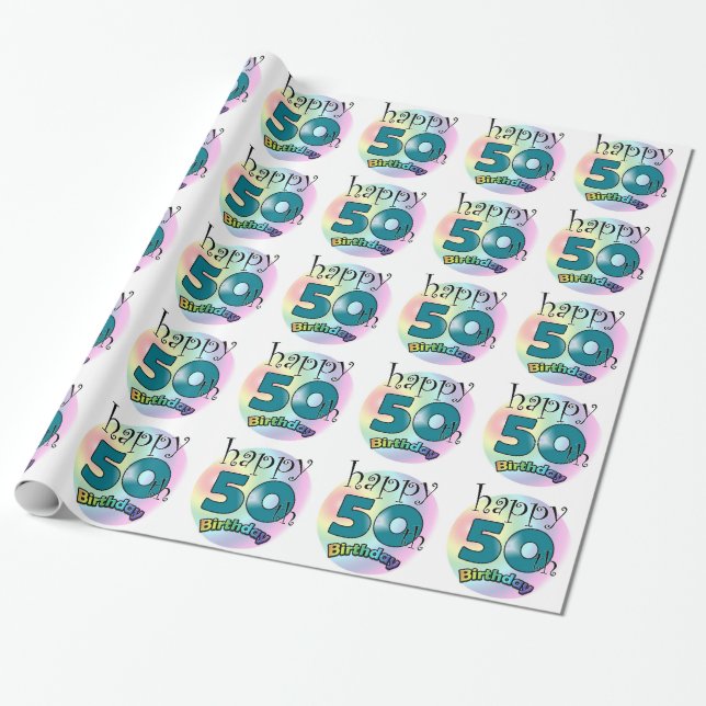 Happy 50th Birthday Geschenkpapier (Ungerollt)