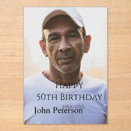 Happy 50th birthday name photo year man simple min acryleinladungen