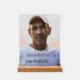 Happy 50th birthday name photo year man simple min acrylschild