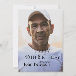 Happy 50th birthday name photo year man simple min einladung