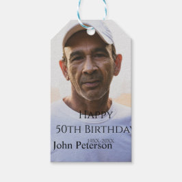 Happy 50th birthday name photo year man simple min geschenkanhänger