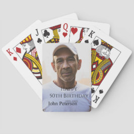 Happy 50th birthday name photo year man simple min spielkarten
