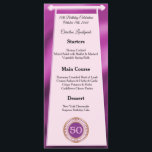 Happy 50th Birthday Pink Glitter Foil Menükarte<br><div class="desc">An elegant menu with a pink and foil pattern and your unique birthday number in glitter and gold.</div>