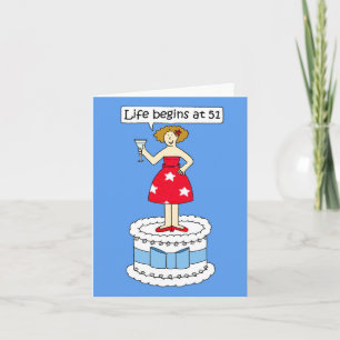 Happy 51. Geburtstagsdame auf dem Kuchen Karte