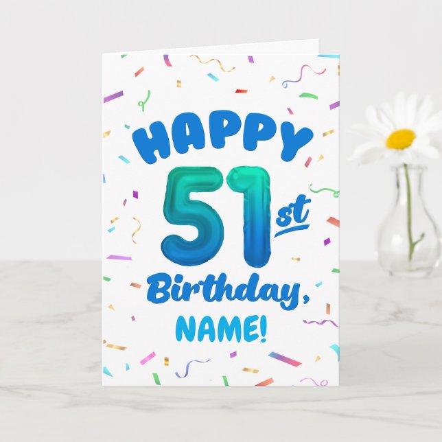 Happy 51st Birthday Card with Custom Name Karte (Kleine Pflanze)