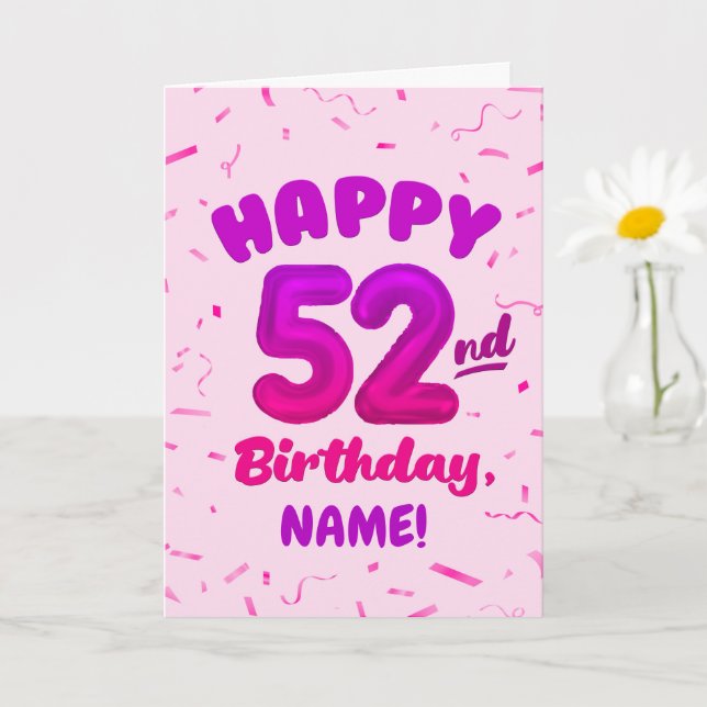 Happy 52nd Birthday Card with Custom Name Karte (Kleine Pflanze)