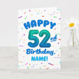 Happy 52nd Birthday Card with Custom Name Karte