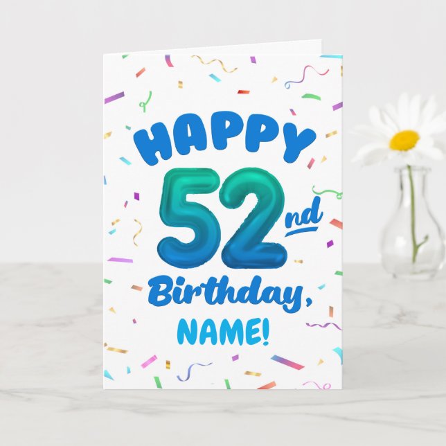 Happy 52nd Birthday Card with Custom Name Karte (Kleine Pflanze)