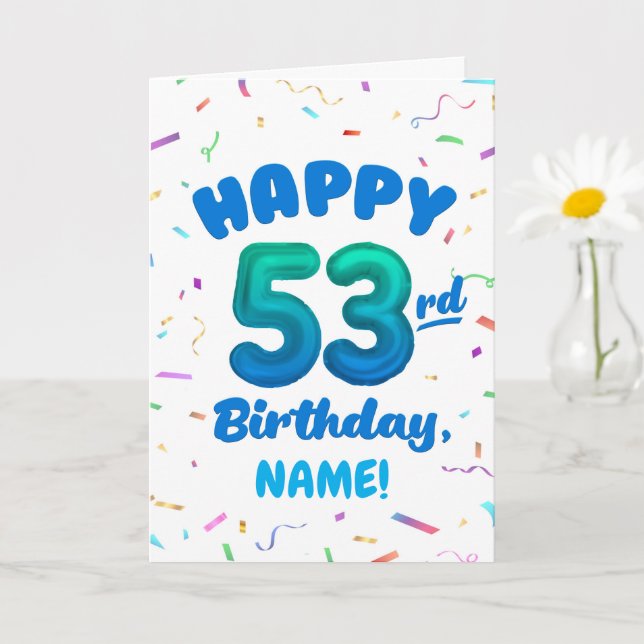 Happy 53rd Birthday Card with Custom Name Karte (Kleine Pflanze)