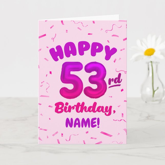 Happy 53rd Birthday Card with Custom Name Karte (Kleine Pflanze)