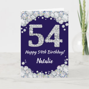 Happy 54. Geburtstag Navy Blue und Silver Glitzer Karte