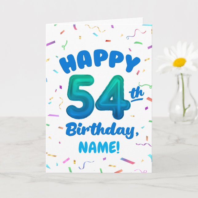 Happy 54th Birthday Card with Custom Name Karte (Kleine Pflanze)