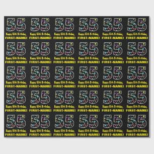 Happy 55. Geburtstag, Fun Colorful Stars Muster 55 Geschenkpapier